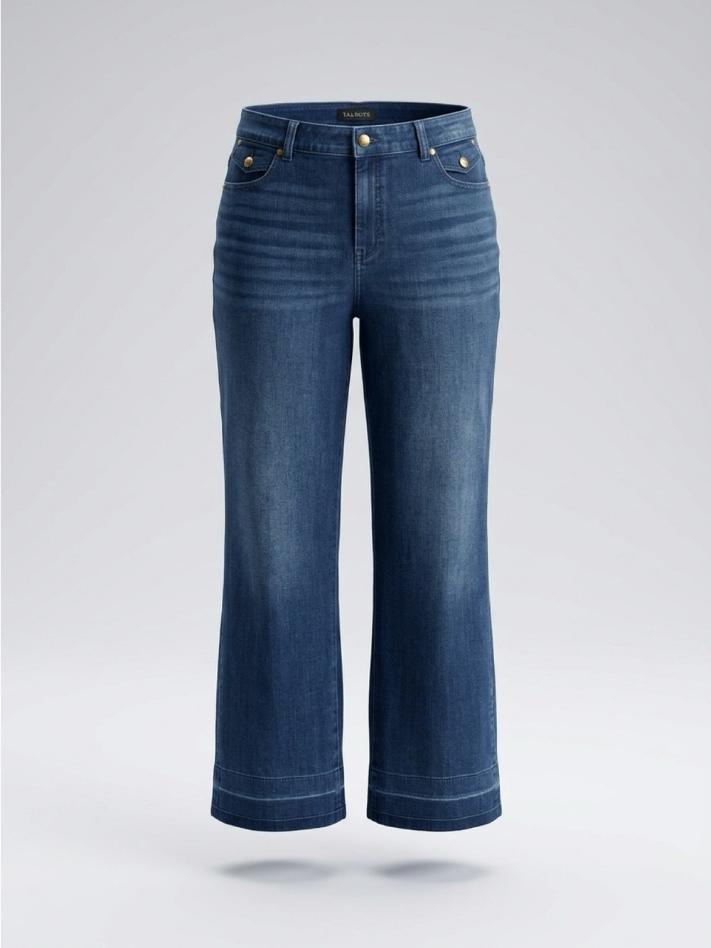 Talbots 24 W Wide Leg Jeans Dark Denim with Gold Tone Front Buttons